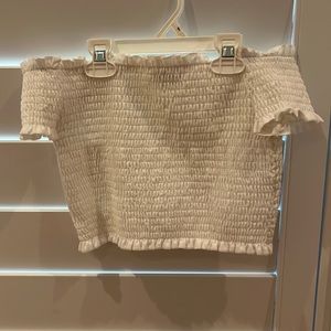 Off the shoulder white crop top